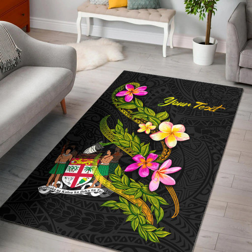 Fiji Polynesian Custom Personalised Area Rug - Plumeria Tribal Polynesian 1