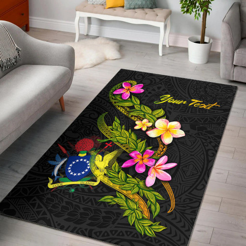 Cook Islands Polynesian Custom Personalised Area Rug - Plumeria Tribal Polynesian 1