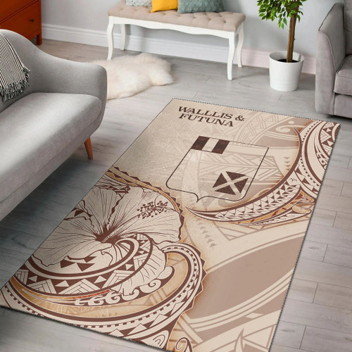 Wallis and Futuna Area Rug - Hibiscus Flowers Vintage Style Polynesian 1