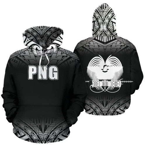 Papua New Guinea All Over Hoodie Fog Black Style