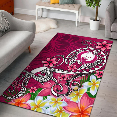 Pohnpei Area Rug - Turtle Plumeria (Pink) Polynesian 1