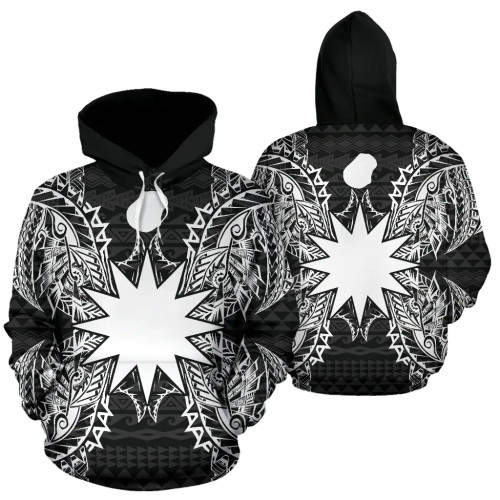 Nauru Polynesian All Over Hoodie Map Black