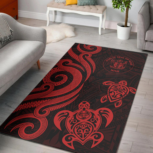 Niue Area Rug - Red Tentacle Turtle Polynesian 1