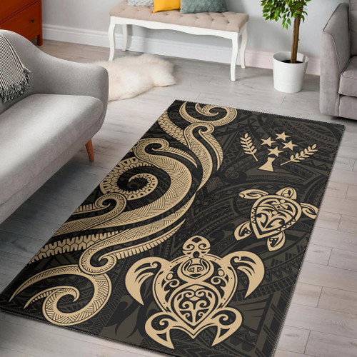 Kosrae Area Rug - Gold Tentacle Turtle Polynesian 1