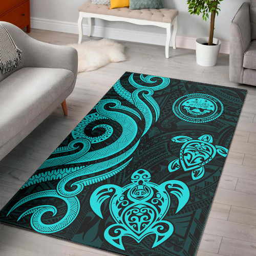 Federated States of Micronesia Area Rug - Turquoise Tentacle Turtle Polynesian 1