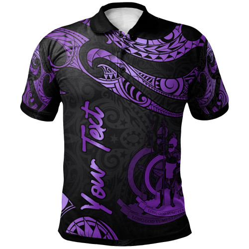Vanuatu Polynesian Custom Personalised Polo Shirt - Poly Tattoo Purple Version 1
