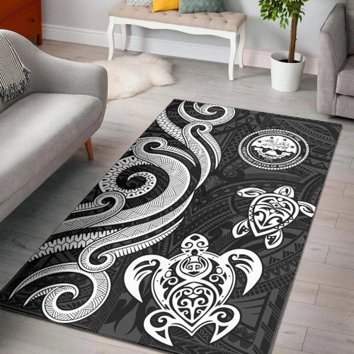 Federated States of Micronesia Area Rug - White Tentacle Turtle Polynesian 1
