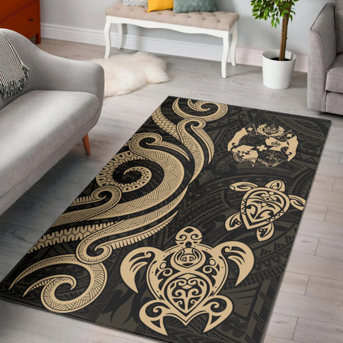 Tonga Area Rug - Gold Tentacle Turtle Polynesian 1