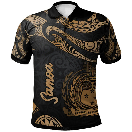 Samoa Polynesian Polo Shirt - Poly Tattoo Gold Version 1