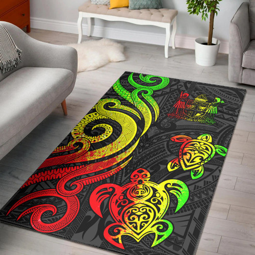 Fiji Area Rug - Reggae Tentacle Turtle Crest Polynesian 1