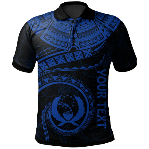 Pohnpei Polynesian Personalised Polo - Pohnpei Waves (Blue) 1
