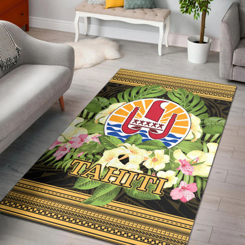 Tahiti Area Rug - Polynesian Gold Patterns Collection Polynesian 1