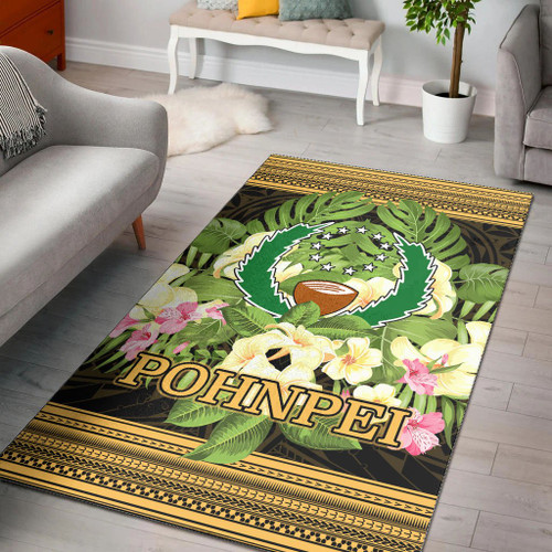 Pohnpei Area Rug - Polynesian Gold Patterns Collection Polynesian 1