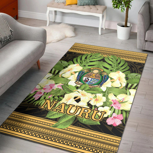 Nauru Area Rug - Polynesian Gold Patterns Collection Polynesian 1