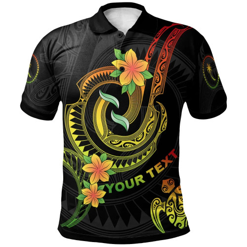 Chuuk Custom Personalised Polo Shirt - Reggae Plumeria Flowers with Spiral Patterns 1