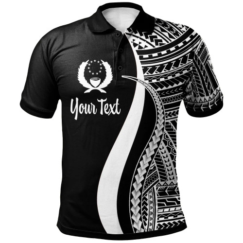 Pohnpei Custom Personalised Polo Shirt White - Polynesian Tentacle Tribal Pattern 1