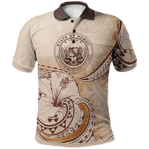 Hawaii Polo Shirt - Hibiscus Flowers Vintage Style 1