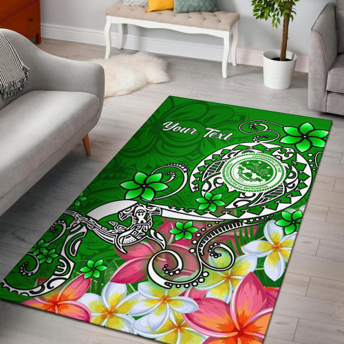 FSM Custom Personalised Area Rug - Turtle Plumeria (Green) Polynesian 1