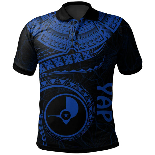 Yap Polynesian Polo Shirt - Yap Waves (Blue) 1