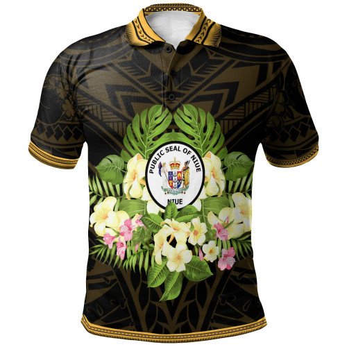 Niue Polo Shirt - Polynesian Gold Patterns Collection 1