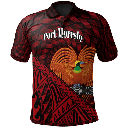 Papua New Guinea Polo Shirt - Port Moresby Polynesian Patterns With Bamboo 1