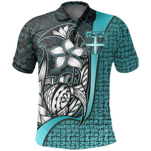 Fiji Polo Shirt Turquoise - Turtle with Hook 1