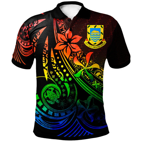 Tuvalu Polo Shirt - The Flow Of The Ocean Rainbow Color 1