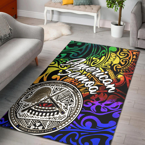 American Samoa Area Rug - Rainbow Polynesian Pattern Polynesian 1