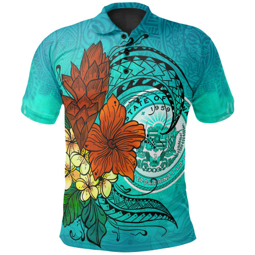 Hawaii Polo Shirt - Tropical Flowers Style 1