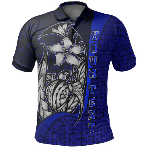 Samoa Custom Personalised Polo Shirt Blue - Turtle with Hook 1