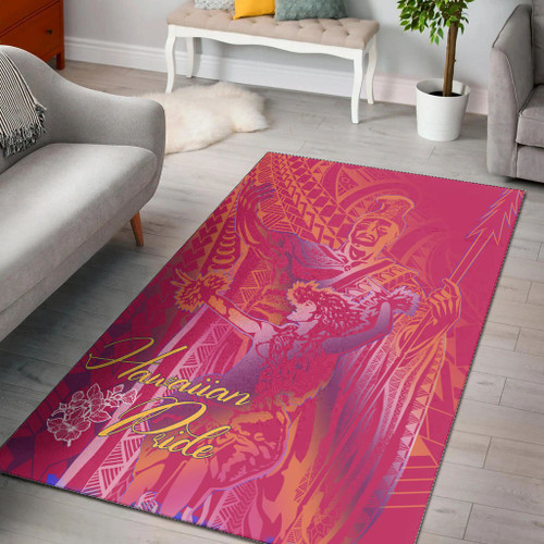 Hawaii Area Rug - King Of Hawaii With Hawaiian Girls Pink Version Polynesian 1