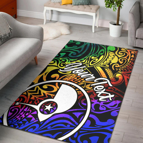 Yap Custom Personalised Area Rug - Rainbow Polynesian Pattern Polynesian 1