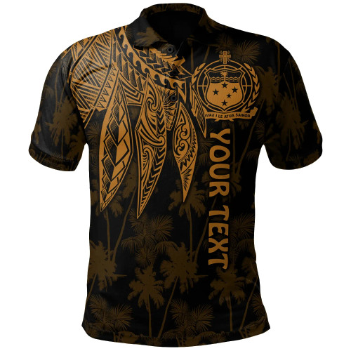 Samoa Personalised Polo Shirt - Polynesian Wings (Golden) 1