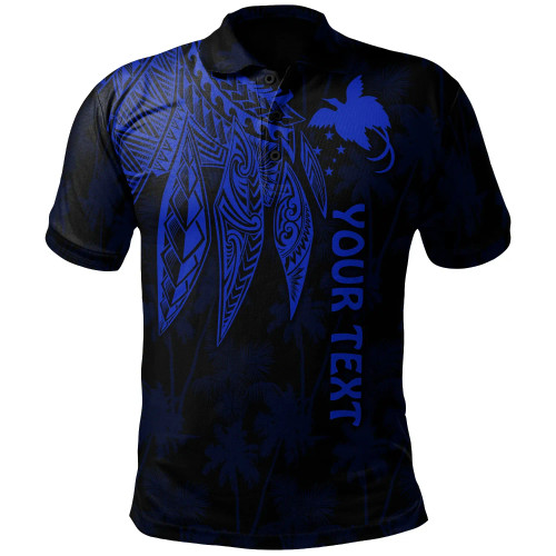 Papua New Guinea Personalised Polo Shirt -  Polynesian Wings (Blue) 1