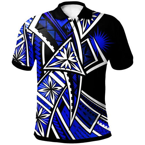 Marshall Islands Polo - Tribal Flower Special Pattern Blue Color 1