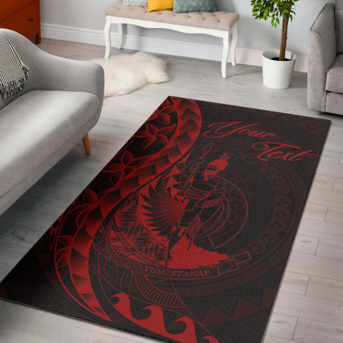 Vanuatu Area Rug - Custom Polynesian Pattern Style Red Color Polynesian 1