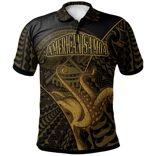 American Samoa Polo Shirt - Octopus Style Gold Color 1