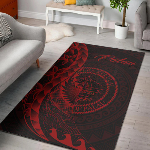 Palau Area Rug - Polynesian Pattern Style Red Color Polynesian 1