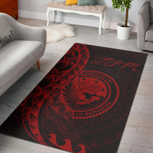 Federated States of Micronesia Area Rug - Polynesian Pattern Style Red Color Polynesian 1