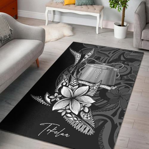 Tokelau Area Rug - Fish With Plumeria Flowers Style Polynesian 1