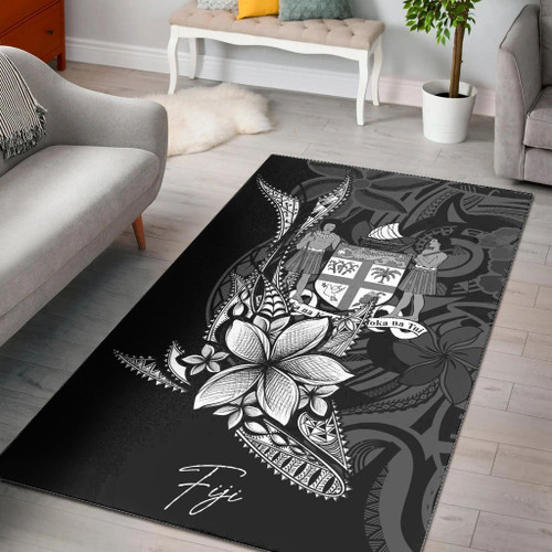 Fiji Area Rug - Fish With Plumeria Flowers Style Polynesian 1