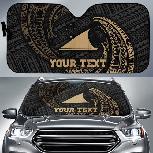 Polynesian Tokelau Custom Personalised Sun Shades - Gold Tribal Wave
