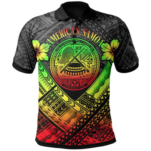 American Samoa Polo Shirts - AS Reggae Seal Polynesian Patterns 1