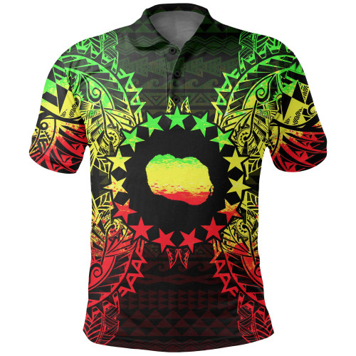 Cook Islands Polo Shirt - Cook Islands Flag Map Polynesian Tattoo Reggae 1