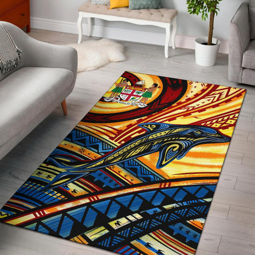 Fiji Area Rug - Dolphin Surfing Polynesian 1
