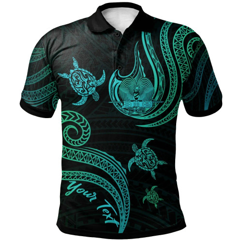 Papua New Guinea Personalised Custom Polo Shirt - Polynesian Turtle With Pattern 1