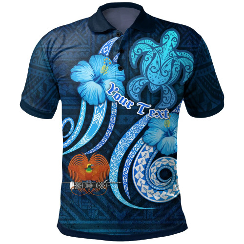 Papua New Guinea Personalised Polo Shirts - Turtle and Tribal Tattoo Of Polynesian 1