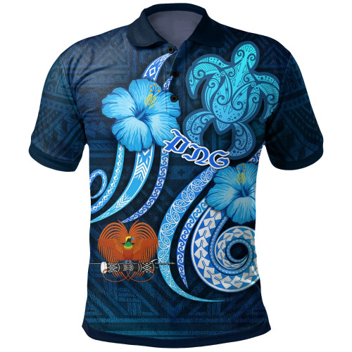 Papua New Guinea Polo Shirts - Turtle and Tribal Tattoo Of Polynesian 1