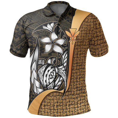 Polynesian Hawaii Polo Shirt Kanaka Maoli Gold - Turtle with Hook 1