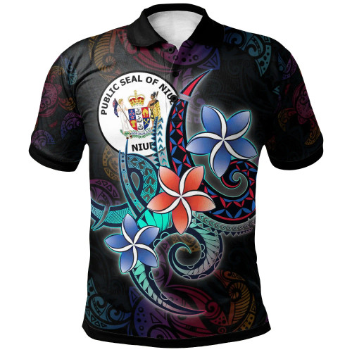 Niue Polo Shirt - Plumeria Flowers Style 1